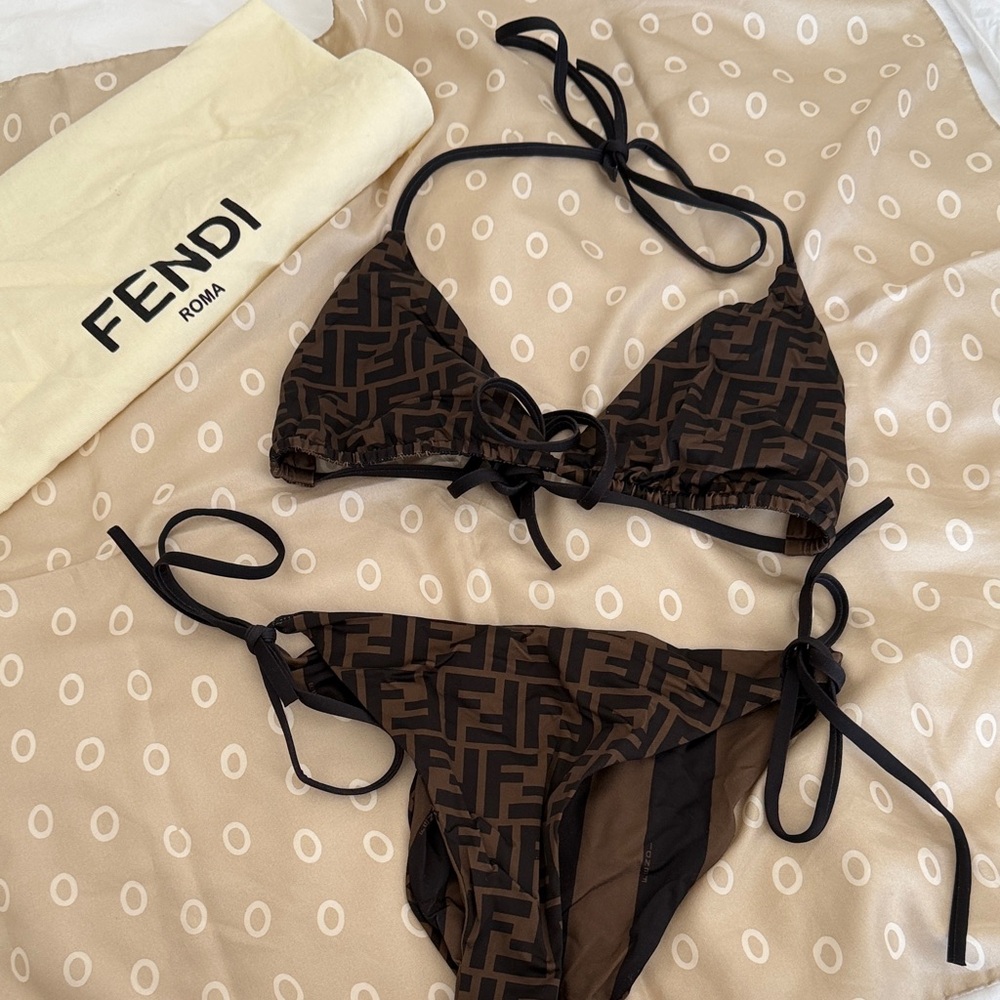 Fendi Black and Brown Monogram Bikini